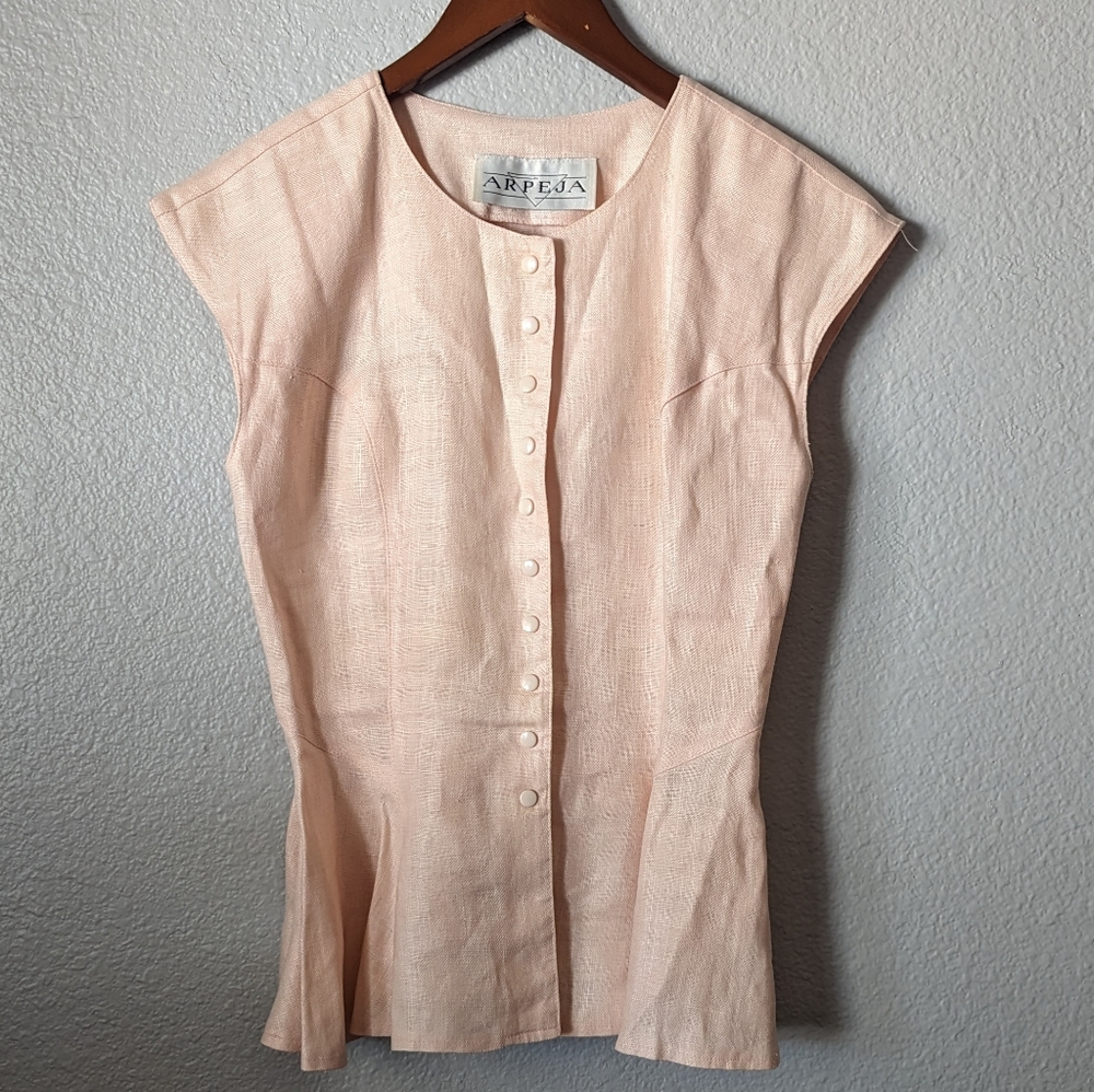 Vintage! Button up pink blouse